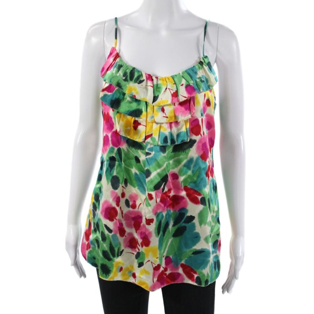 Beth Bowley Women Silk Floral Camisole Scoop Neck Sleeveless Multicolor Size 10